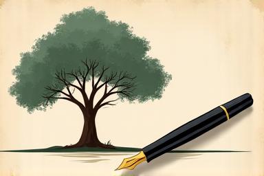 A family tree and a fountain pen, representing legacy planning.